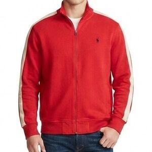 Polo Ralph Lauren Track Jacket Mens XXL Red Racing‎ Stripe Full Zip Fleece Sweat